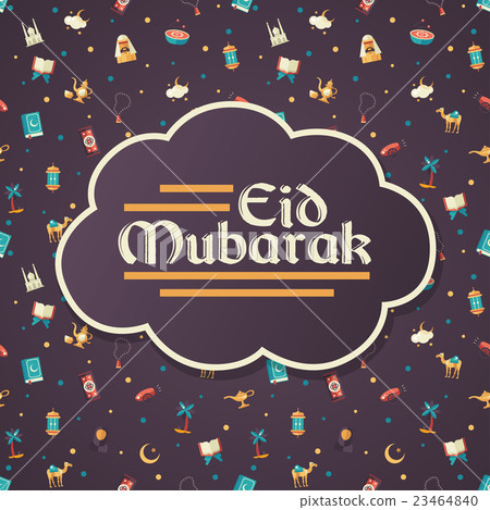 Postcard template with islamic culture icons 23464840