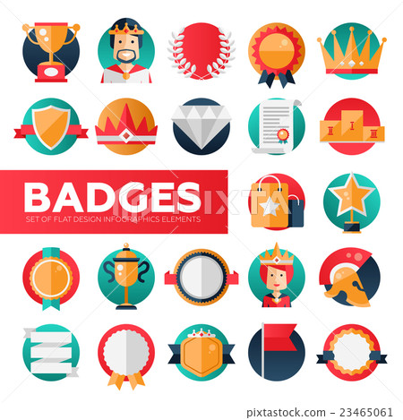 Badges, ribbons, awards icons set 23465061