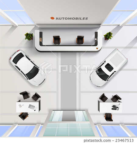 Top View Office Interior Of Automobile Salon Top View Office Interior Of Automobile Salon 23467513