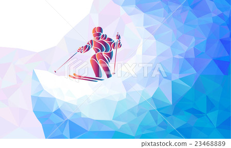 Giant Slalom Ski Racer silhouette. Vector 23468889