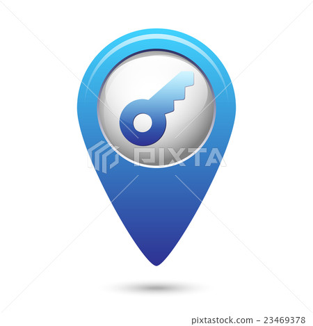 Key icon on blue map pointer - Stock Illustration [23469378] - PIXTA