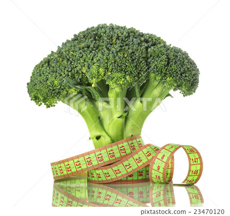 Broccoli and santimert closeup isolated on white 23470120