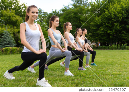 Sporty cheerful women doing sport activities 23470307