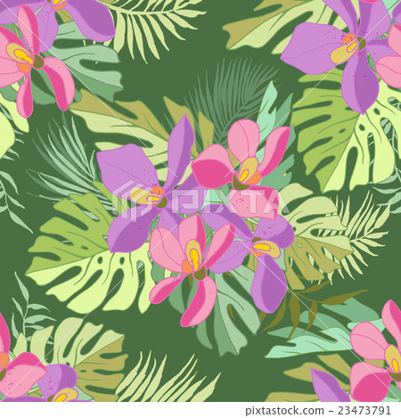 Seamless pattern of exotic flowers. Seamless pattern of exotic flowers. 23473791