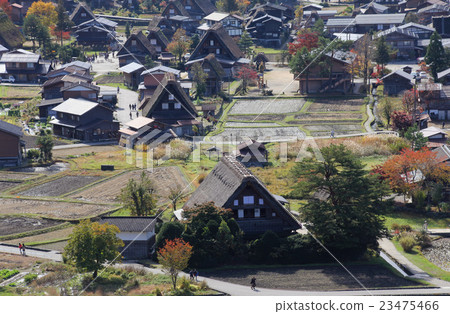 Shirakawago Agricultural Building Settlement in Autumn 23475466