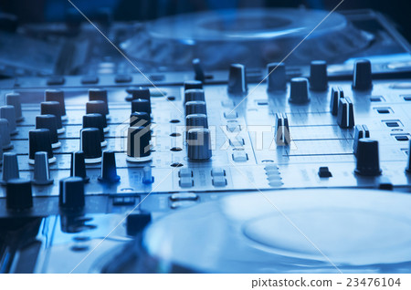 DJ console mixing desk in cool tone DJ console mixing desk in cool tone 23476104