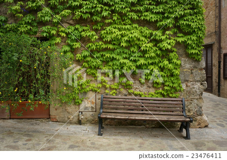 Italy Monteriggioni wall and bench Italy Monteriggioni wall and bench 23476411