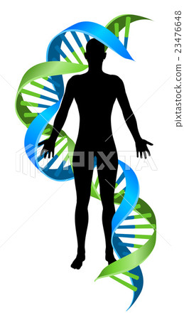 Double Helix Dna Chromosome Strand Human Figure Stock Illustration