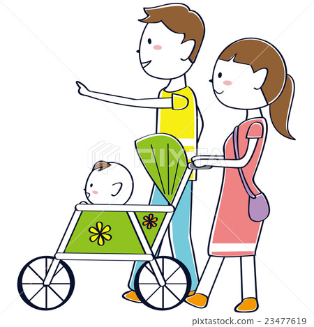 漫步家庭爸爸馬尾辮媽媽寶貝 23477619