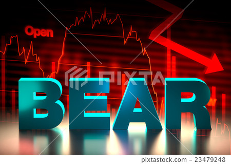 Bearish Stock Market Chart and Bear Word 3D Render 23479248