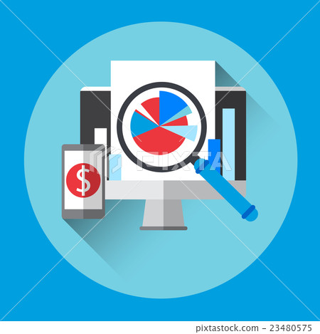 Computer Desktop Financial Diagram Colorful Icon 23480575