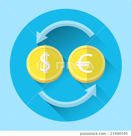 Euro Dollar Coin Money Exchange Colorful Icon Euro Dollar Coin Money Exchange Colorful Icon 23480595
