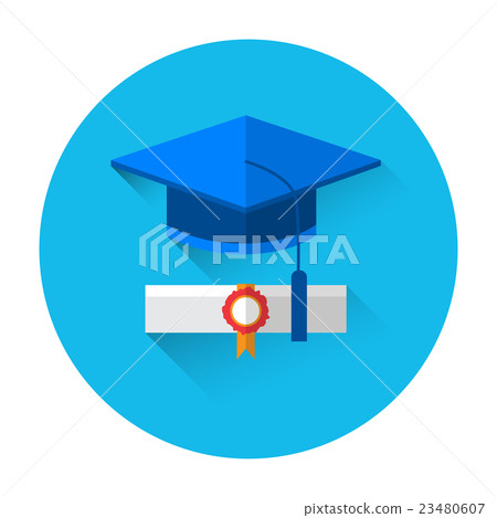 Graduation Cap With Diploma Scroll Colorful Icon Graduation Cap With Diploma Scroll Colorful Icon 23480607