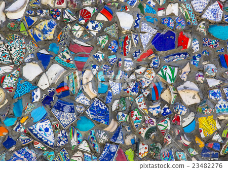 wall with broken ceramic plates colored fragments wall with broken ceramic plates colored fragments 23482276