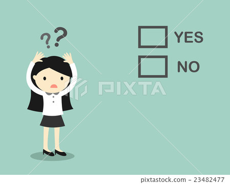 Business woman is confusing about 'yes' and 'no'. Business woman is confusing about 'yes' and 'no'. 23482477