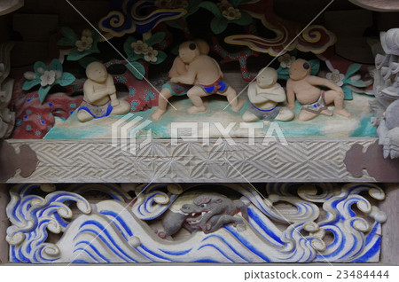 Shinjyu Ina Atsuta神社的神社獅子的雕塑和Tanjo的鋼包演奏（5/9）重要的文化遺產的主要的建築物 23484444