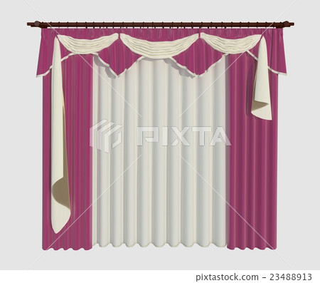 3d Illustration Curtains Isolated On White 3d Illustration Curtains Isolated On White 23488913