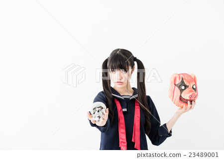 A woman with a sailor suit and a twin tail A woman with a sailor suit and a twin tail 23489001