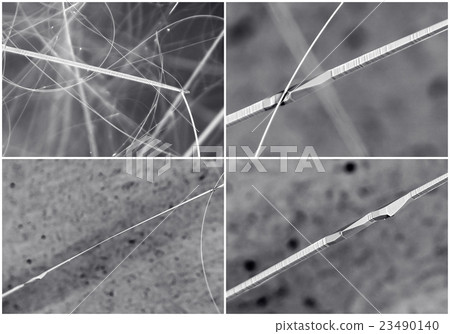 Scientific collage. Crystal in electron microscope 23490140