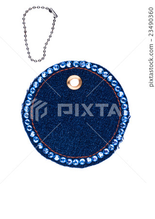 Round price tag encrusted with crystals made denim 23490360