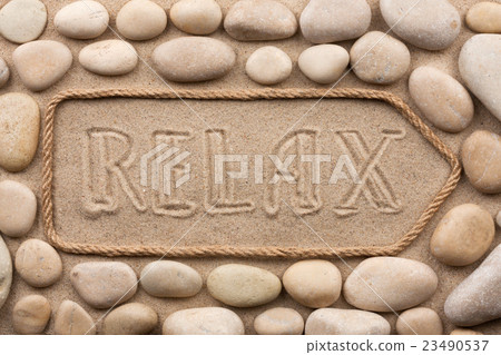 Pointer made of rope with an inscription relax Pointer made of rope with an inscription relax 23490537
