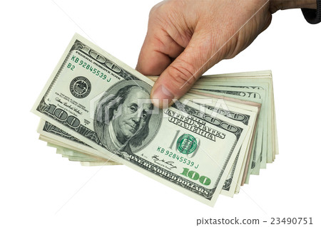 Man's hand keeps money Man's hand keeps money 23490751