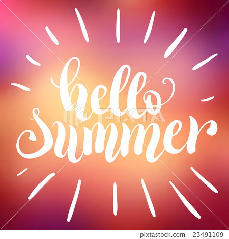 Hello summer hand lettering background Hello summer hand lettering background 23491109