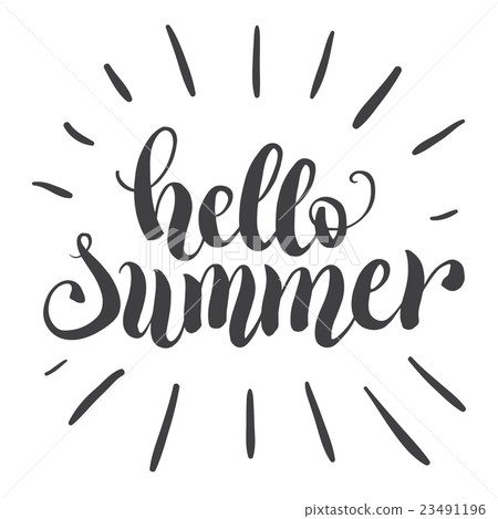 Hello summer hand lettering typography poster Hello summer hand lettering typography poster 23491196