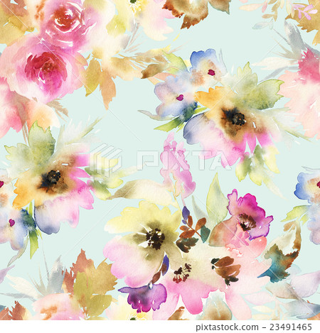 Seamless pattern with flowers watercolor Seamless pattern with flowers watercolor 23491465