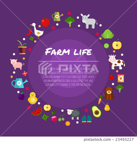 Round farm flat banners depicting life in 23493227