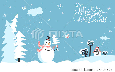 Holiday card with snowman 23494398