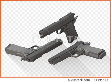 Handgun pistols flat vector isometric Handgun pistols flat vector isometric 23495514