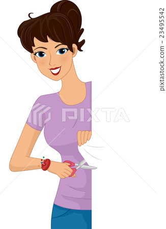Girl Cutting Fabric Banner 23495542