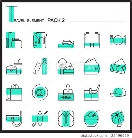 Travel Element Line Icon Set 2.Beach and Sea thin  23496959