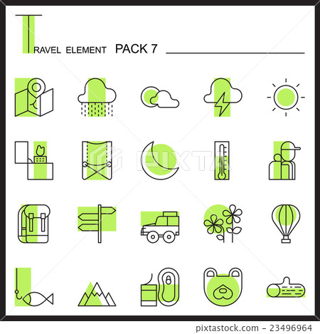 Travel Element Line Icon Set 7.Camping thin icons. Travel Element Line Icon Set 7.Camping thin icons. 23496964
