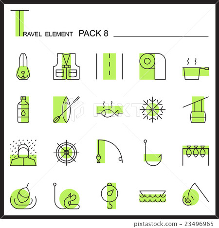 Travel Element Line Icon Set 8.Camping thin icons. 23496965