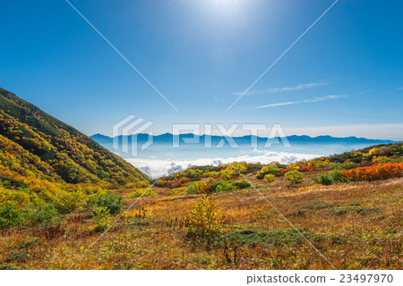 雲海和山脈通過冰磧蔓延 23497970