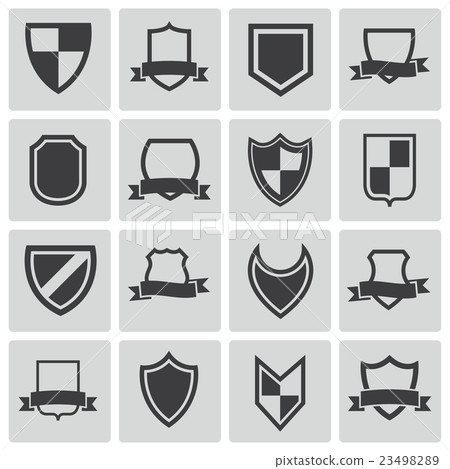 Vector Black Shield Icons Set 23498289
