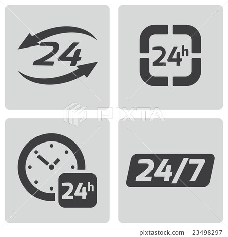 Vector black 24 hours icons set - Stock Illustration [23498297] - PIXTA