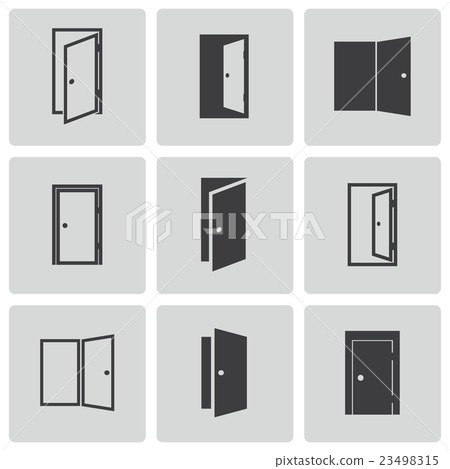 Vector black door icons set 23498315