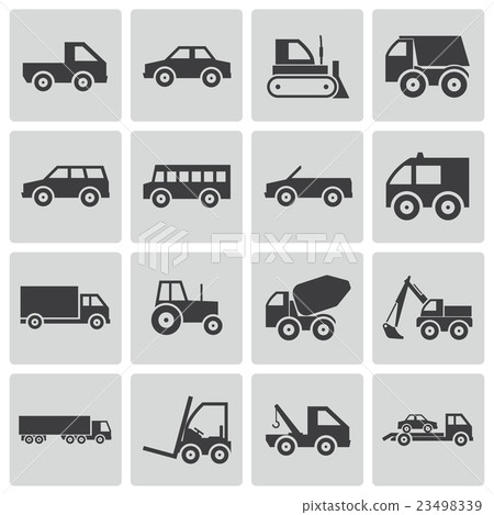 Vector Black Vehicle Icons Set 23498339