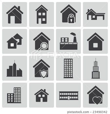 Vector black building icons set 23498342