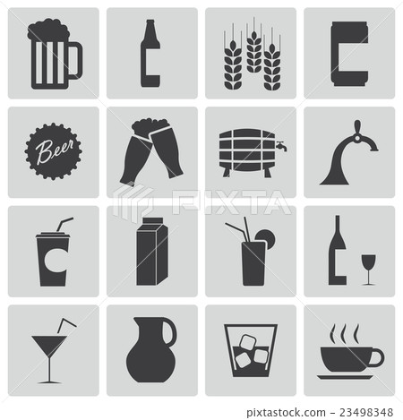 Vector black beer and  beverage icons set 23498348