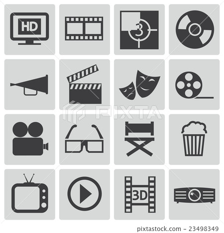 Vector black  cinema icons set 23498349