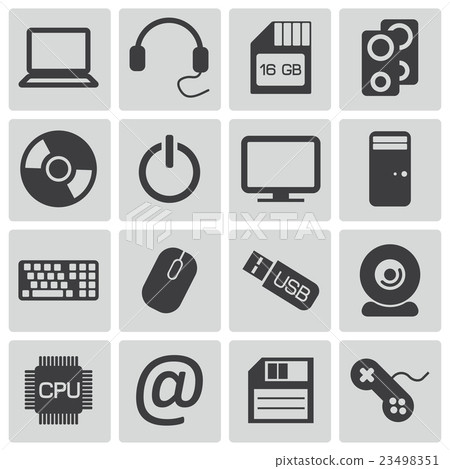 Vector black  computer icons set 23498351