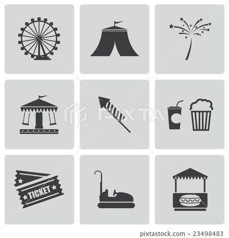 Vector black carnival icons set - Stock Illustration [23498483] - PIXTA