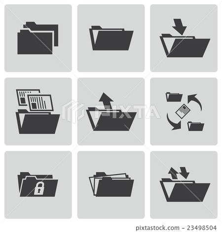 Vector black folder icons set - Stock Illustration [23498504] - PIXTA