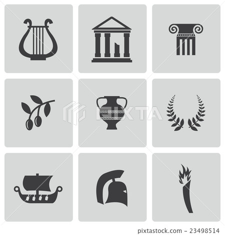 Vector black greece icons set Vector black greece icons set 23498514