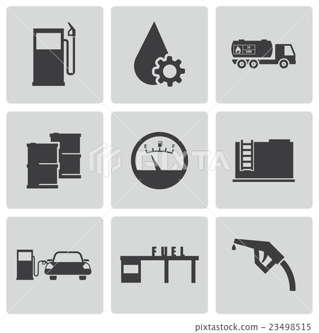 Vector black gas station icons set Vector black gas station icons set 23498515