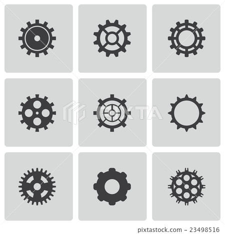 Vector black gear icons set Vector black gear icons set 23498516